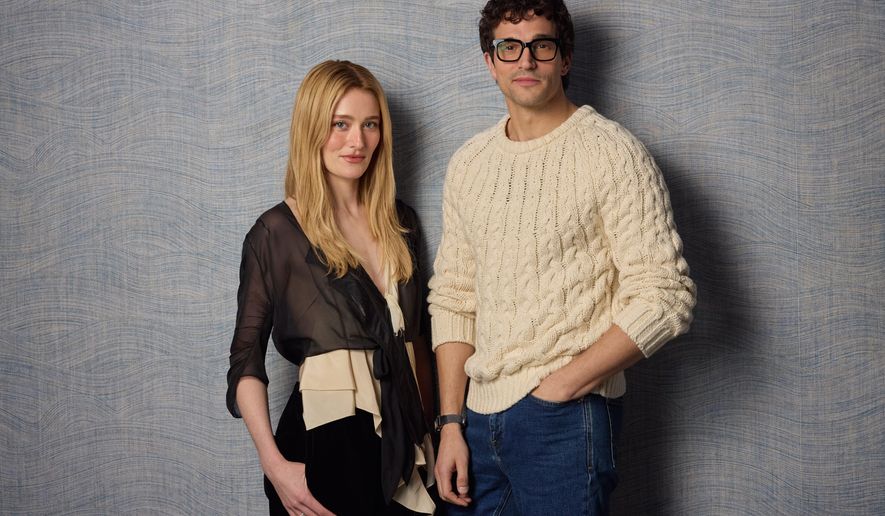 Sarah Pidgeon, left, and Paul Anthony Kelly pose for a portrait to promote "Love Story: John F. Kennedy Jr. & Carolyn Bessette" on Monday, Feb. 2, 2026, in New York. (Photo by Matt Licari/Invision/AP)