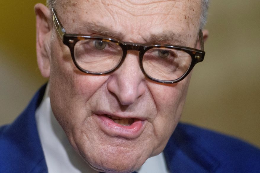 Senate Minority Leader Chuck Schumer, D-N.Y., speaks during the Senate Democrat policy luncheon news conference at the Capitol, Tuesday, Feb., 10, 2026, in Washington. (AP Photo/Rod Lamkey, Jr.)