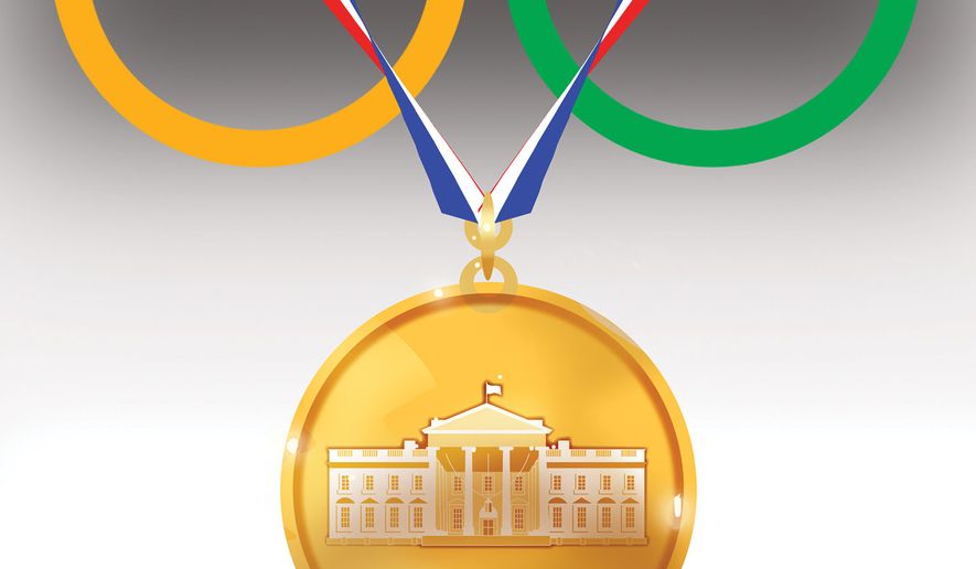 Celebrating Olympic achievements at the White House illustration by Alexander Hunter/The Washington Times