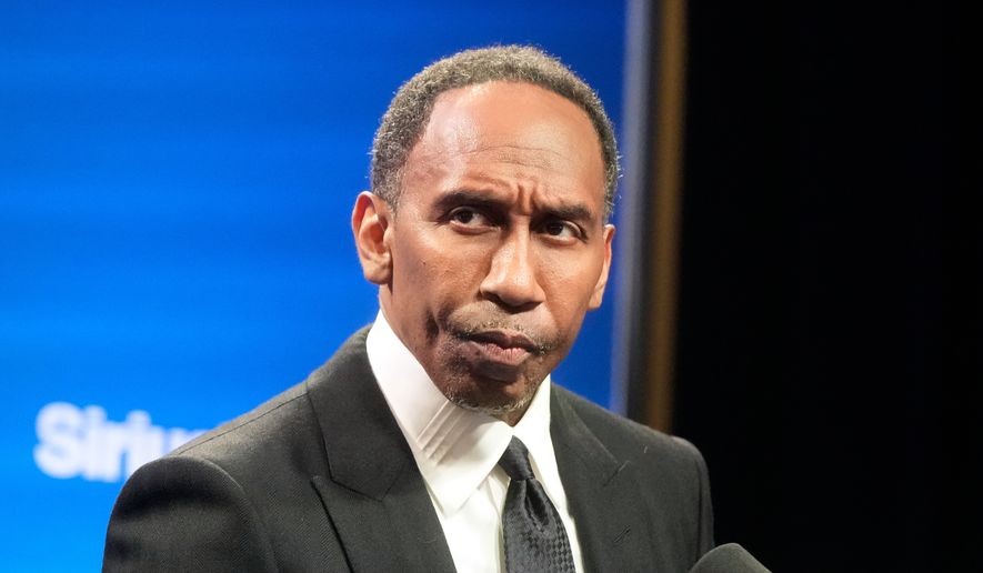 ESPN's Stephen A. Smith is shown at the NFL's Super Bowl Radio Row in San Francisco, Wednesday, Feb. 4, 2026. (AP Photo/Jeff Chiu)