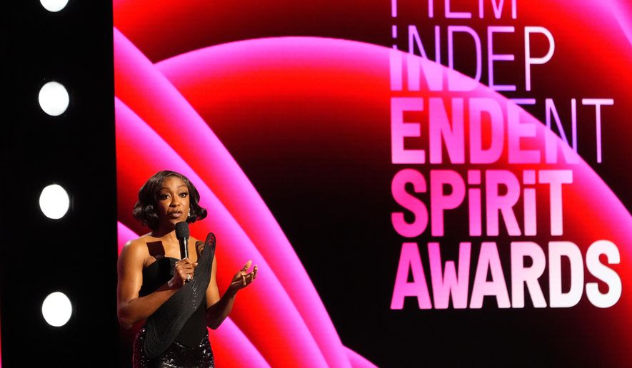 Host Ego Nwodim speaks during the Film Independent Spirit Awards on Sunday, Feb. 15, 2026, at the Hollywood Palladium in Los Angeles. (AP Photo/Chris Pizzello) **FILE**