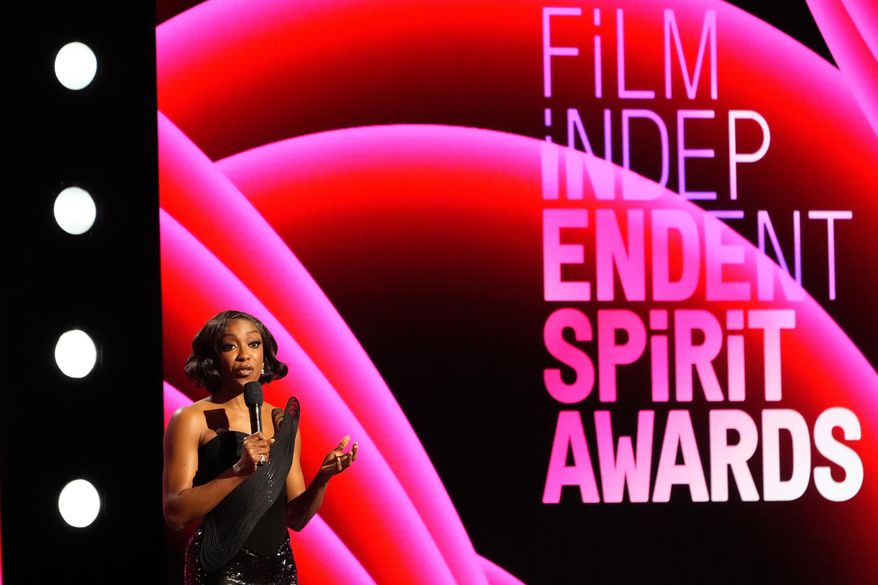 Host Ego Nwodim speaks during the Film Independent Spirit Awards on Sunday, Feb. 15, 2026, at the Hollywood Palladium in Los Angeles. (AP Photo/Chris Pizzello) **FILE**