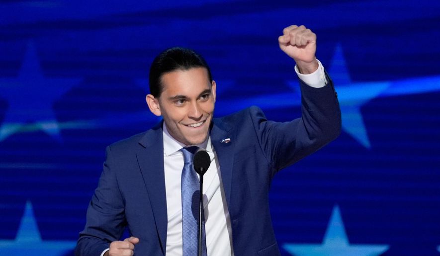 Carlos Eduardo Espina speaks during the Democratic National Convention, Aug. 21, 2024, in Chicago. (AP Photo/J. Scott Applewhite, File)