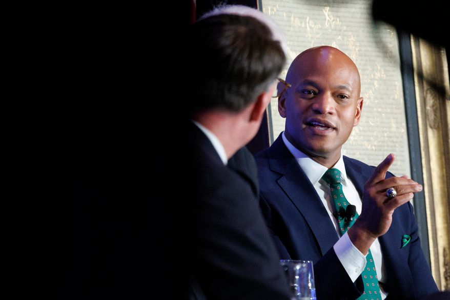 Gov. Wes Moore, D-Md., vice chair of the National Governors Association, responds to a question by Economic Club of Washington Chairman David Rubenstein at the Economic Club of Washington on Wednesday, Feb. 18, 2026. (AP Photo/Tom Brenner)