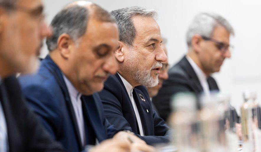 Iranian Foreign Minister Abbas Araghchi, speaks during a bilateral meeting between Switzerland and Iran, in Geneva, Switzerland, Tuesday, Feb. 17, 2026 (Cyril Zingaro/Keystone via AP)