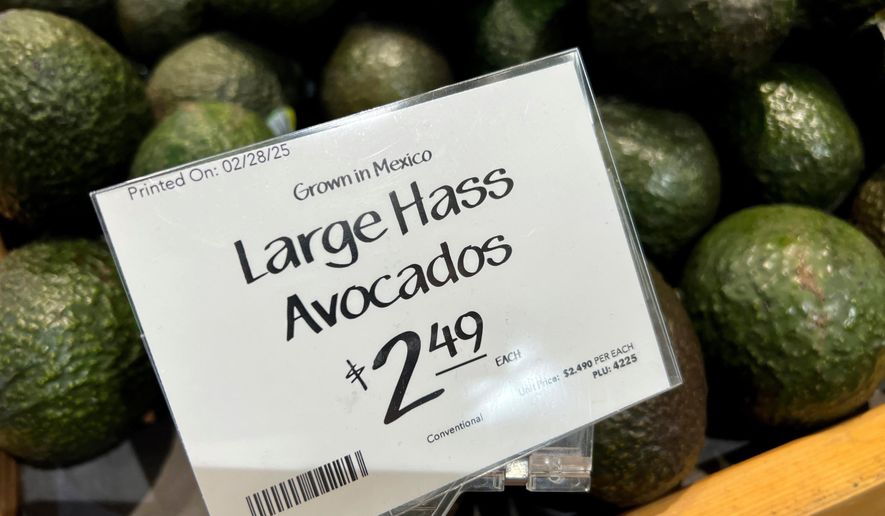 Avocados imported from Mexico are for sale in a supermarket in Miami on Wednesday, Mar. 5, 2025. (AP Photo/Lynne Sladky, File)