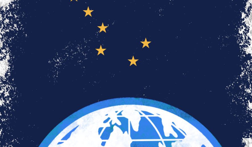 Alaska and the United States of America illustration by Linas Garsys / The Washington Times