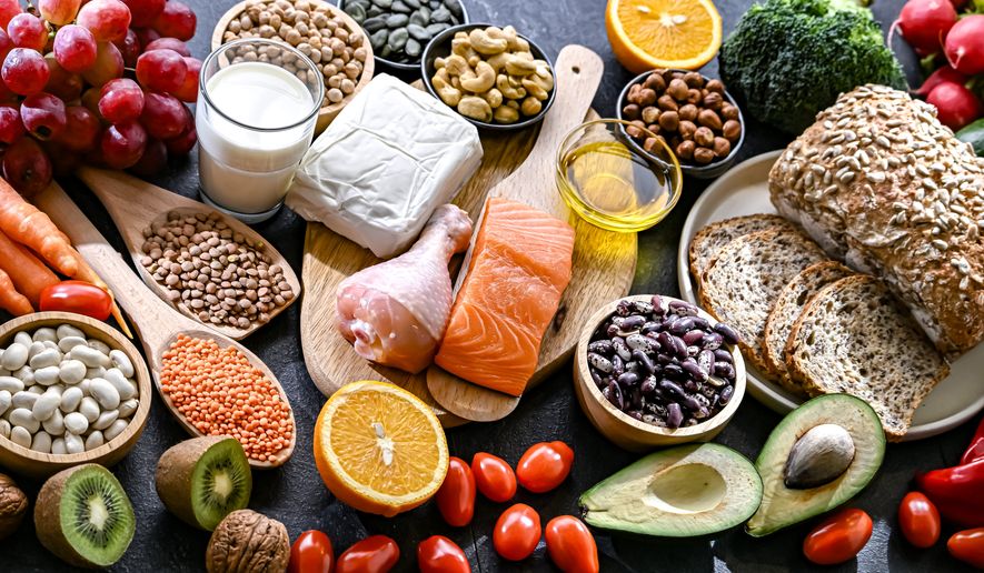 Food products representing the DASH diet, which was created to help lower high blood pressure. File photo credit: monticello via Shutterstock.