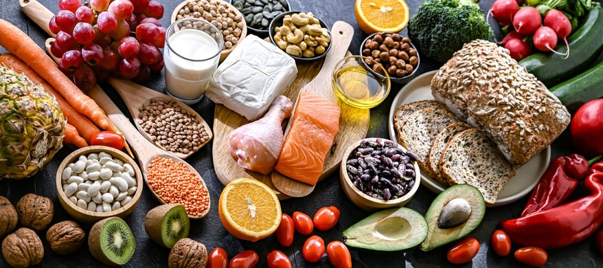 Food products representing the DASH diet, which was created to help lower high blood pressure. File photo credit: monticello via Shutterstock.