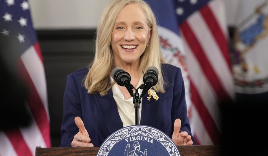 Virginia Gov. Abigail Spanberger delivers the Democratic response to President Donald Trump's State of the Union address Tuesday, Feb. 24, 2026, in Williamsburg, Va. (AP Photo/Steve Helber, Pool)