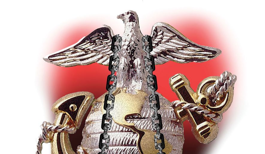 United States Marine Corps Eagle and Expeditionary Advanced Base Operations illustration by Alexander Hunter/The Washington Times