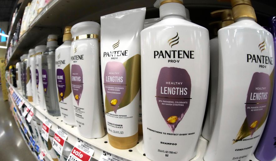 FILE - Shampoo sits on a shelf at a store in Pittsburgh, Jan. 26, 2023. (AP Photo/Gene J. Puskar, File)