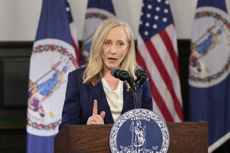 Virginia Gov. Abigail Spanberger delivers the Democratic response to President Donald Trump's State of the Union address Tuesday, Feb. 24, 2026, in Williamsburg, Va. (AP Photo/Steve Helber, Pool)