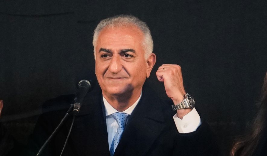 Iran's exiled Crown Prince Reza Pahlavi, speaks to supporters at a demonstration during the Munich Security Conference in Munich, Germany, Saturday, Feb. 14, 2026. (AP Photo/Ebrahim Noroozi) ** FILE **