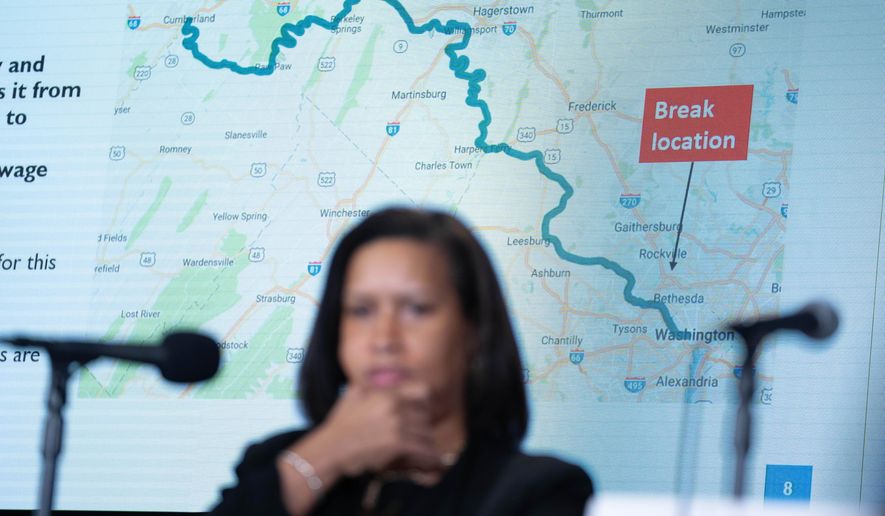 District of Columbia Mayor Muriel Bowser attends a news conference in Washington on Friday, Feb. 20, 2026, regarding the Potomac Interceptor break. (AP Photo/Allison Robbert) **FILE**