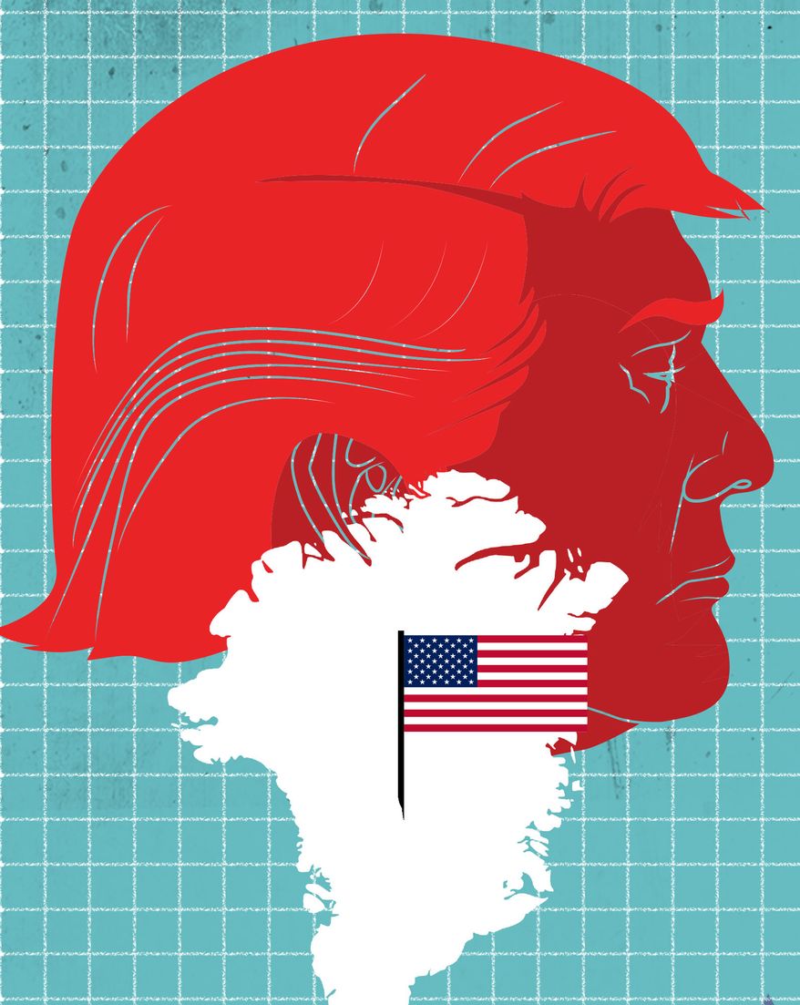 President Donald Trump and Greenland illustration by Linas Garsys / The Washington Times