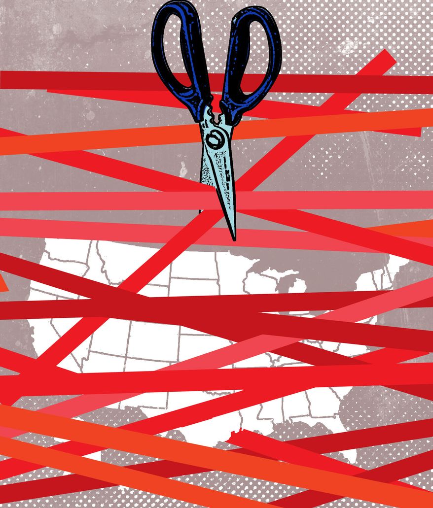 States' regulations and small-business growth illustration by Linas Garsys / The Washington Times