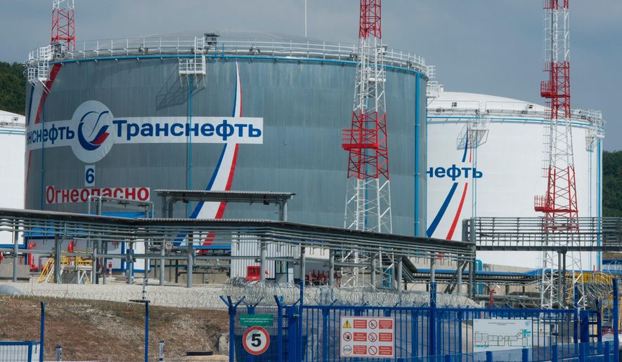The Sheskharis oil terminal in Novorossiisk, in southern Russia, is seen on Thursday, Aug. 20, 2015. (Sergei Guneyev, Sputnik, Kremlin Pool Photo via AP, File)