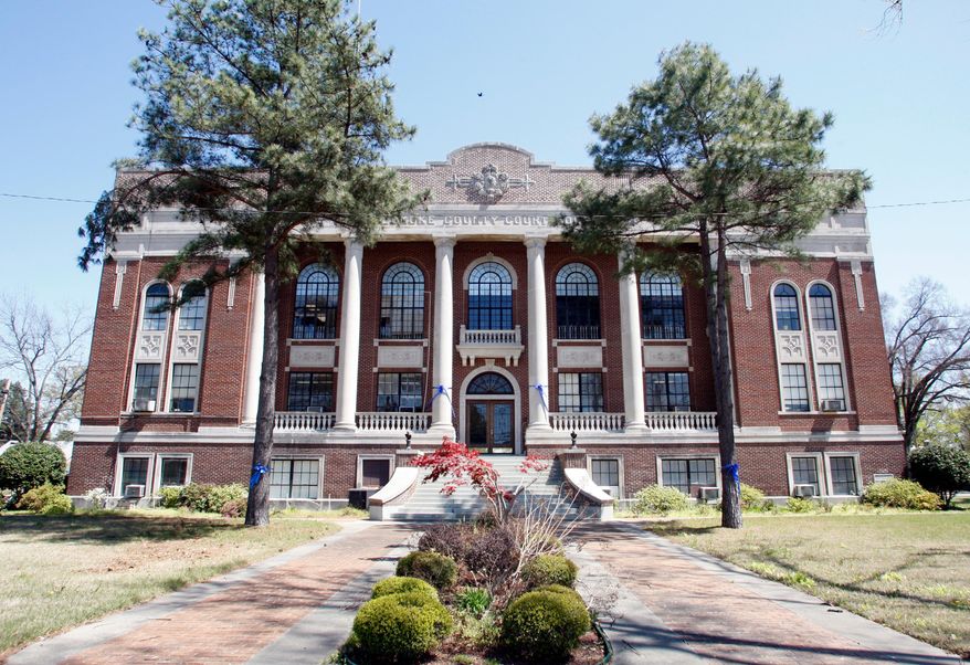 FILE - This April 7, 2009 file photo shows the Lonoke County Courthouse in Lonoke, Ark. (Jeff Mitchell/Arkansas Democrat-Gazette via AP, File)