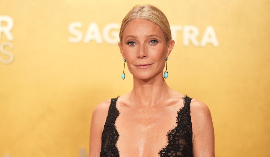 Gwyneth Paltrow arrives at the 32nd Annual Actor Awards on Sunday, March 1, 2026, at the Shrine Auditorium and Expo Hall in Los Angeles. (Photo by Richard Shotwell/Invision/AP)