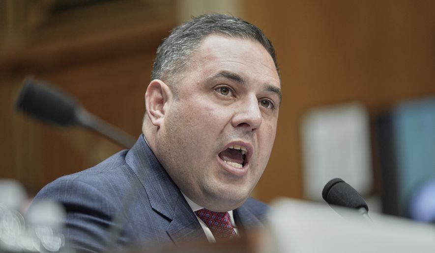Anthony D'Esposito, nominated to be Inspector General, Department of Labor, testifies during a Senate Health, Education, Labor, and Pensions (HELP) Committee hearing, Wednesday, June 18, 2025, on Capitol Hill in Washington. (AP Photo/Mariam Zuhaib) **FILE**