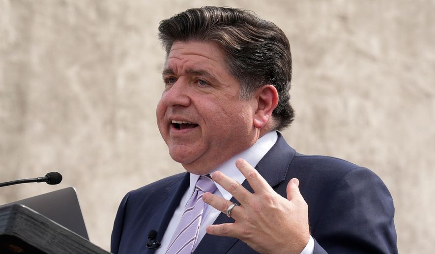Illinois Gov. J.B. Pritzker speaks ahead of the 61st Bloody Sunday Anniversary march, Sunday, March 8, 2026, in Selma, Ala. (AP Photo/Mike Stewart) ** FILE **