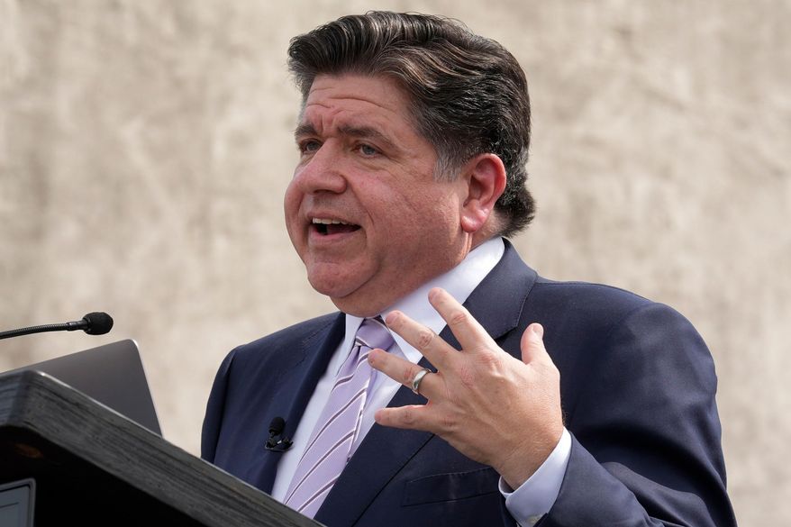 Illinois Gov. J.B. Pritzker speaks ahead of the 61st Bloody Sunday Anniversary march, Sunday, March 8, 2026, in Selma, Ala. (AP Photo/Mike Stewart) ** FILE **