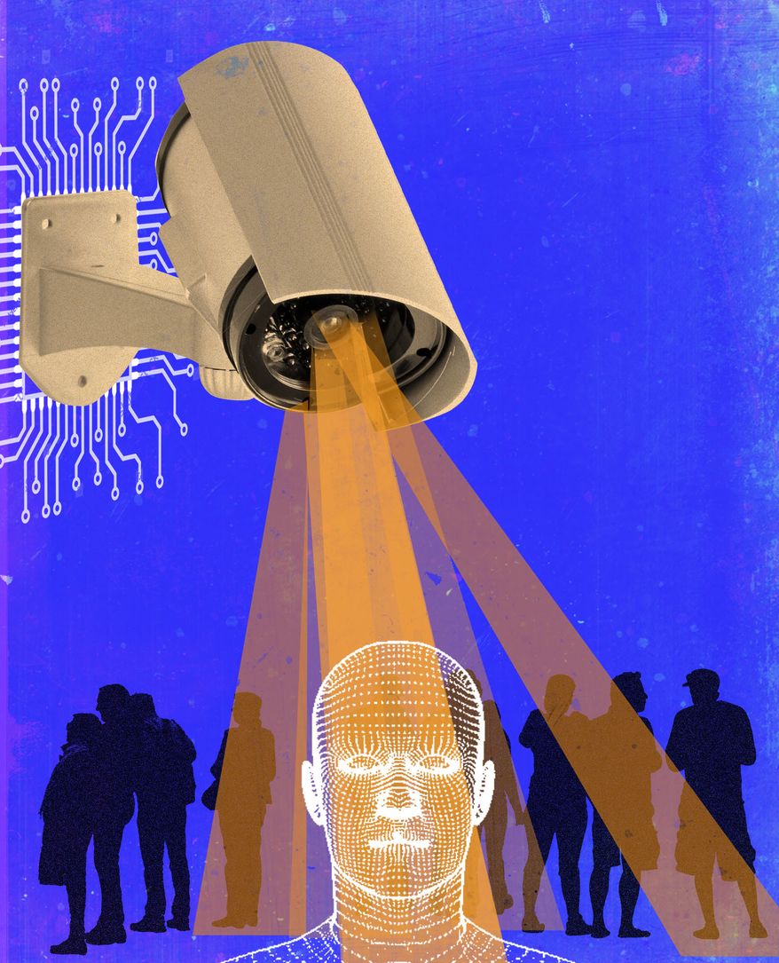 Artificial intelligence (AI) powered surveillance illustration by Linas Garsys / The Washington Times