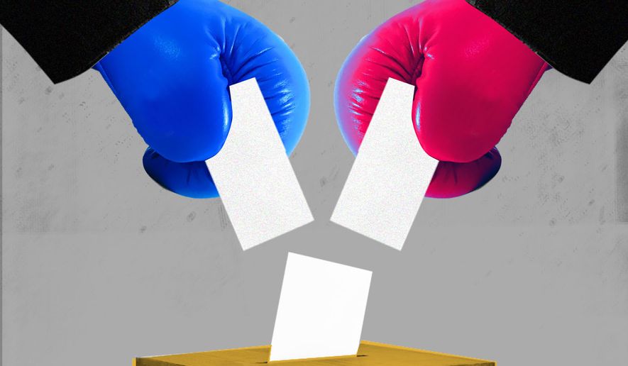 Republicans and Democrats voting in elections illustration by Linas Garsys / The Washington Times