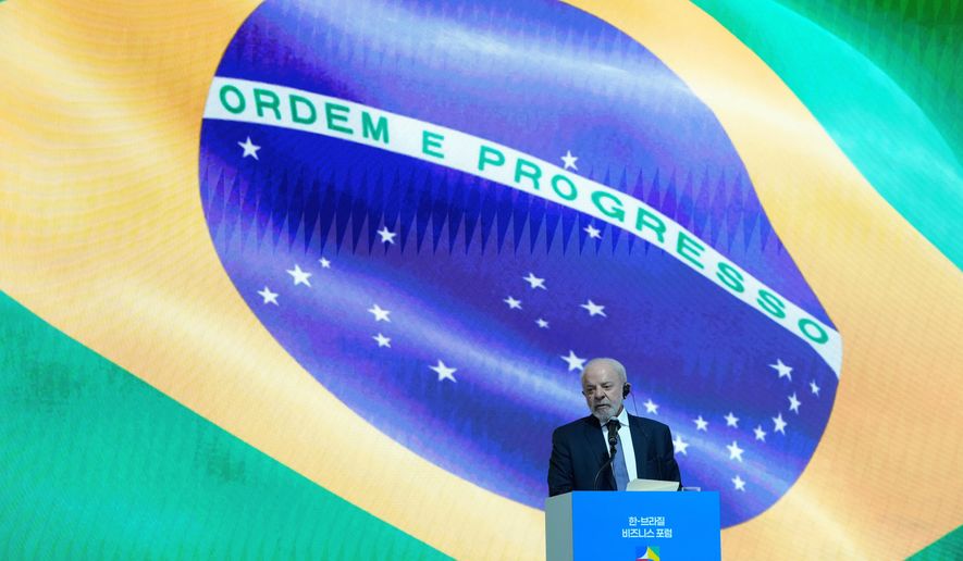 Brazilian President Luiz Inacio Lula da Silva speaks during the Korea-Brazil Business Forum in Seoul, South Korea, Monday, Feb. 23, 2026. (AP Photo/Ahn Young-joon)