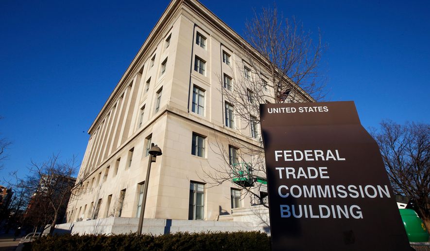 FILE - The Federal Trade Commission building is seen, Jan. 28, 2015, in Washington. (AP Photo/Alex Brandon, File)
