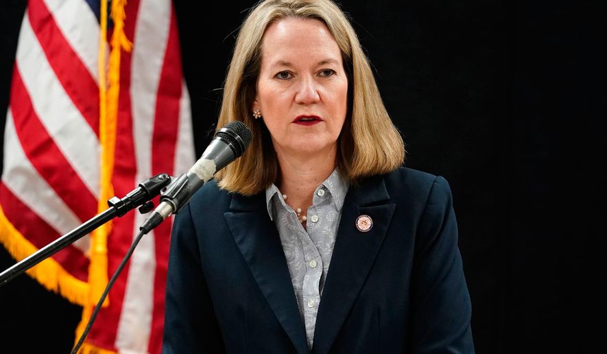 FILE - Arizona Attorney General Kris Mayes speaks at the Arizona State Prison, March 19, 2025, in Florence, Ariz. (AP Photo/Darryl Webb, File)