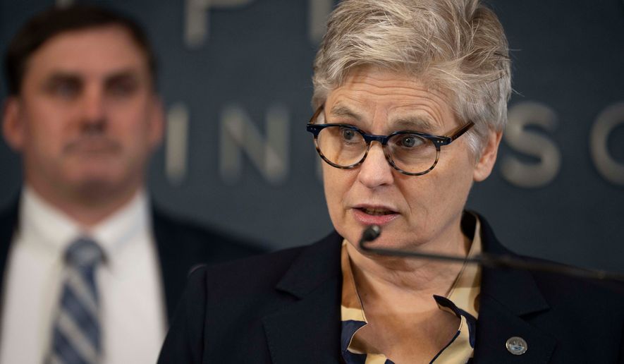 Hennepin County Attorney Mary Moriarty speaks during a news conference at the Hennepin County Government Center on Aug. 14, 2025, in Minneapolis. (Renée Jones Schneider/Star Tribune via AP, File)