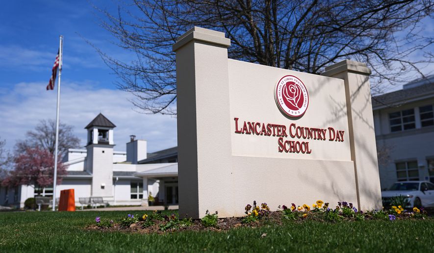 Lancaster Country Day School in Lancaster, Pa., Wednesday, March 25, 2026. (AP Photo/Matt Rourke)
