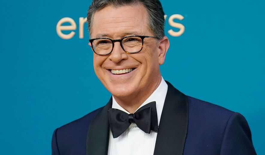 Late night talk show host Stephen Colbert arrives at the 74th Primetime Emmy Awards in Los Angeles on Sept. 12, 2022. (AP Photo/Jae C. Hong, File)