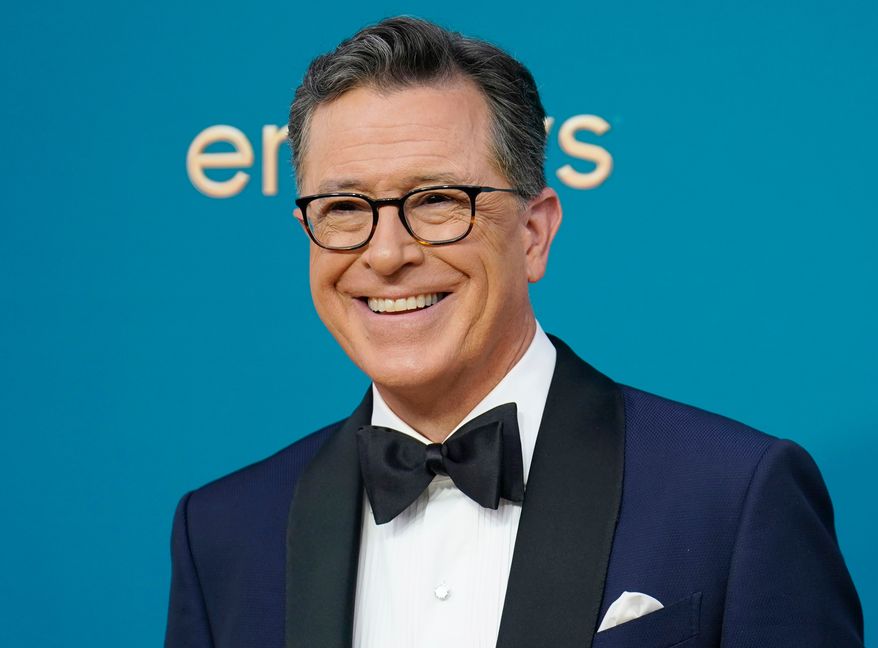 Late night talk show host Stephen Colbert arrives at the 74th Primetime Emmy Awards in Los Angeles on Sept. 12, 2022. (AP Photo/Jae C. Hong, File)