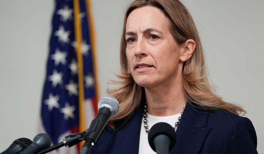 New Jersey Gov.-elect Mikie Sherrill talks to reporters during a news conference in Trenton, N.J., on Nov. 5, 2025. (AP Photo/Seth Wenig) **FILE**