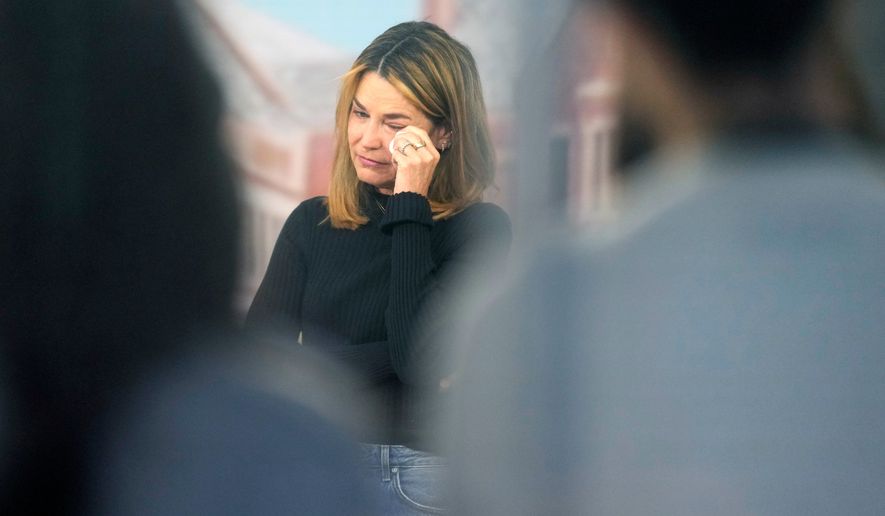 Savannah Guthrie visits the Today show at Rockefeller Plaza in New York on Thursday, March 5, 2026. (Photo by Charles Sykes/Invision/AP)