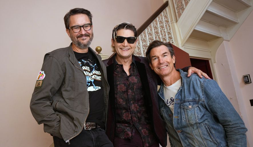 Cast members Wil Wheaton, from left, Corey Feldman, and Jerry O'Connell pose for a portrait to promote the 40th anniversary of the film "Stand By Me" in Pittsburgh, Friday, March 13, 2026. (AP Photo/Gene J. Puskar) ** FILE **