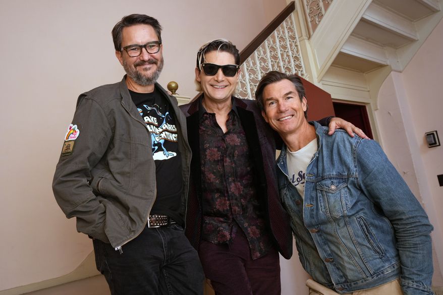 Cast members Wil Wheaton, from left, Corey Feldman, and Jerry O'Connell pose for a portrait to promote the 40th anniversary of the film "Stand By Me" in Pittsburgh, Friday, March 13, 2026. (AP Photo/Gene J. Puskar) ** FILE **
