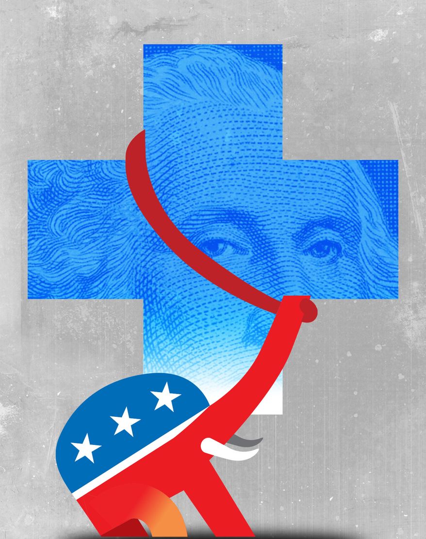 Republicans and Medicaid costs illustration by Linas Garsys / The Washington Times