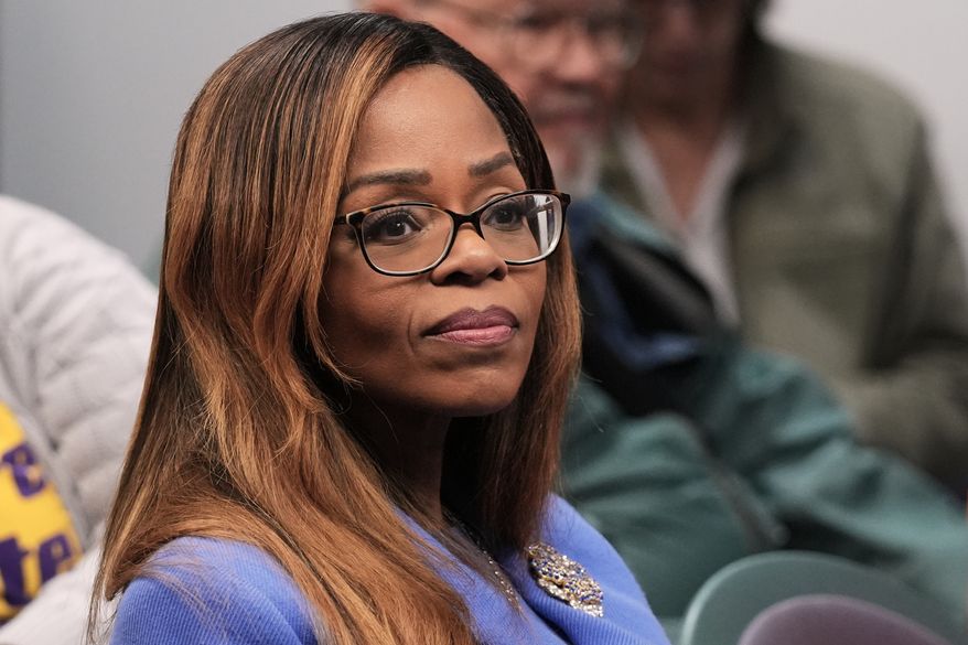 Rep. Sheila Cherfilus-McCormick, D-Fla., listens during a rally on Jan. 28, 2026, in support of the extension of Temporary Protected Status (TPS) for Haitian immigrants before it expires in Fort Lauderdale, Fla. (AP Photo/Lynne Sladky, File)