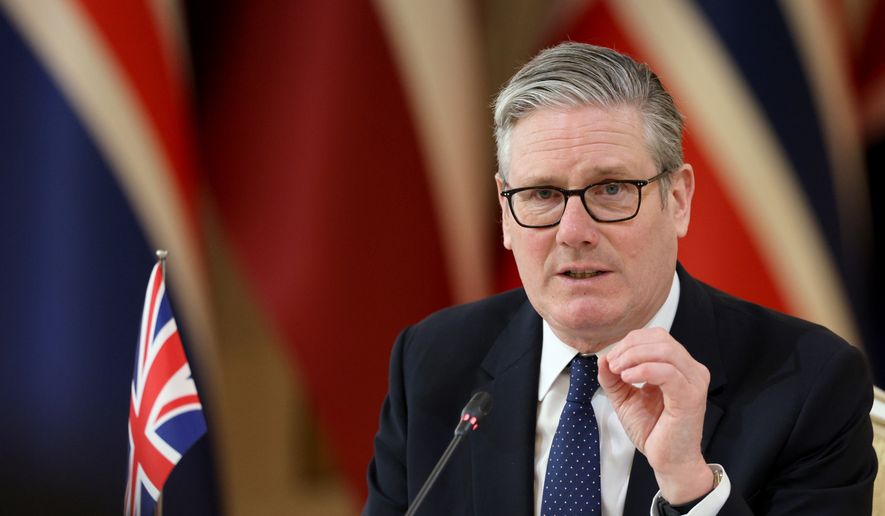 British Prime Minister Keir Starmer speaks as he attends the Joint Expeditionary Force JEF Leaders' Summit in Helsinki, Finland, on Thursday, March 26, 2026. (Adrian Dennis, Pool Photo via AP) **FILE**
