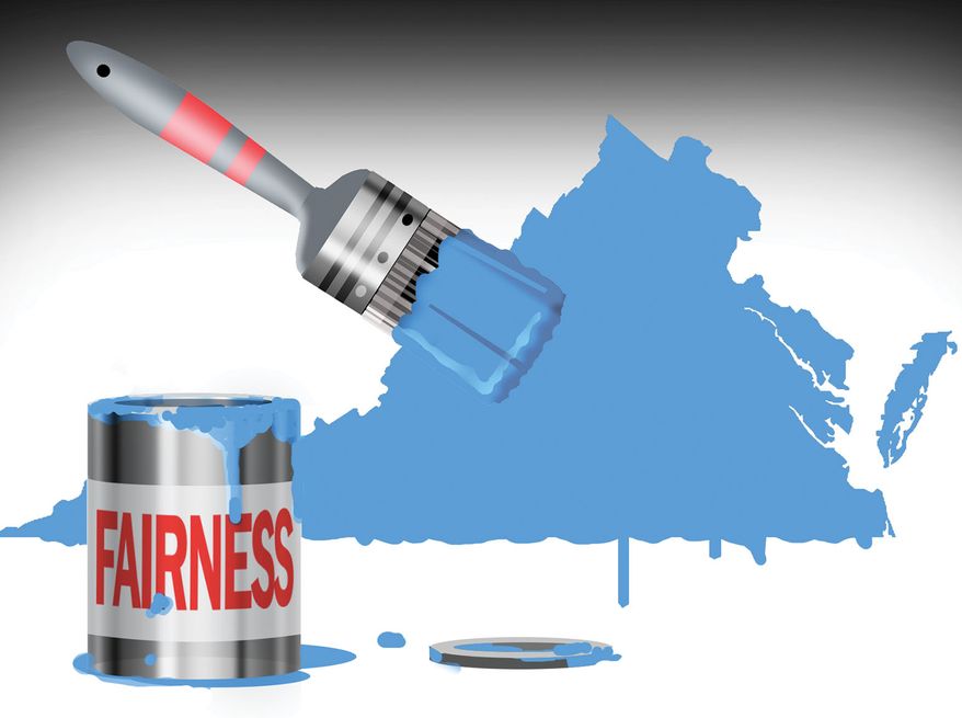 Democrats and Virginia gerrymandering illustration by Alexander Hunter/The Washington Times