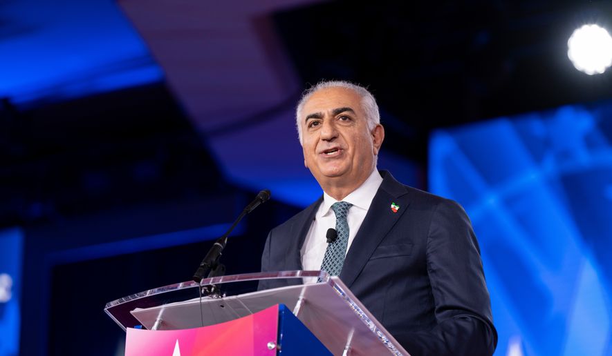 Reza Pahlavi, exiled son of Iranian Shah Reza Pahlavi, speaks at the Conservative Political Action Conference (CPAC) in Dallas, Saturday, March 28, 2026. (AP Photo/Gabriela Passos) ** FILE **