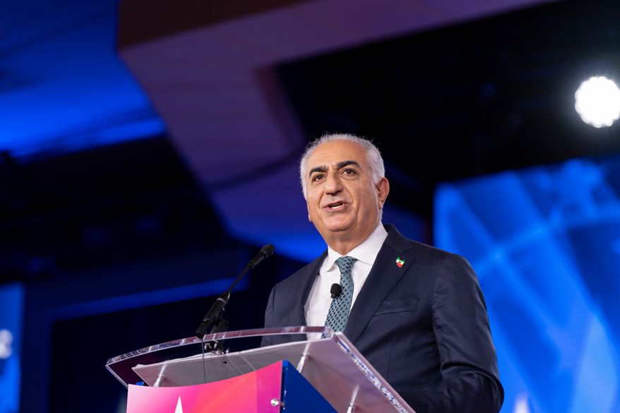 Reza Pahlavi, exiled son of Iranian Shah Reza Pahlavi, speaks at the Conservative Political Action Conference (CPAC) in Dallas, Saturday, March 28, 2026. (AP Photo/Gabriela Passos) ** FILE **