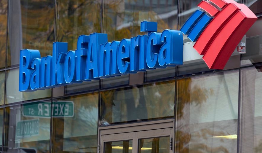 The Bank of America logo is seen on a branch office, Oct. 14, 2022, in Boston. (AP Photo/Michael Dwyer, File)