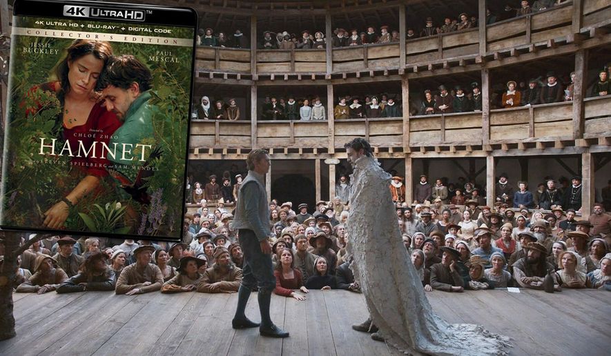 "Hamlet" performed in the Globe Theater in "Hamnet: Collector's Edition," now available in the 4K disc format from Universal Studios Home Entertainment.