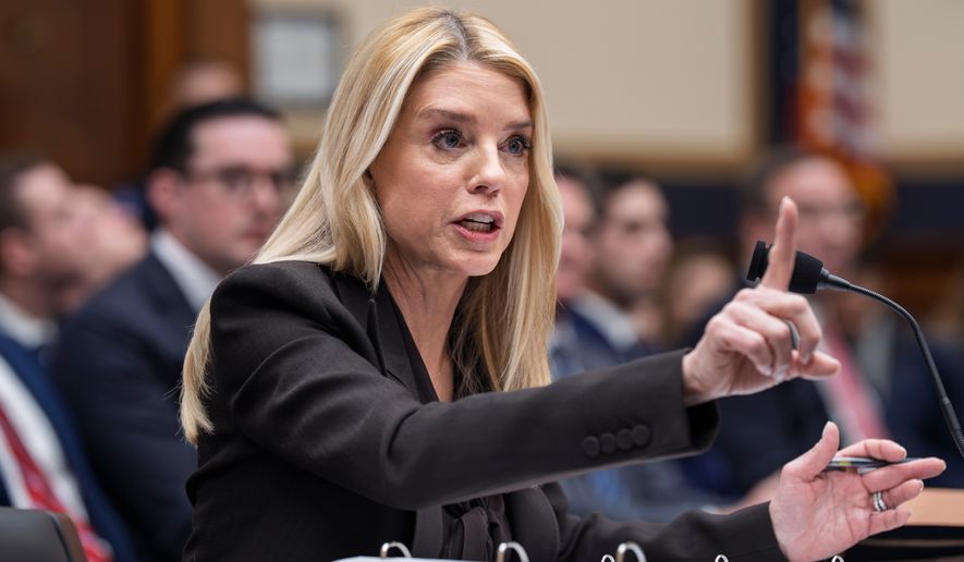 Attorney General Pam Bondi testifies before a House Judiciary Committee oversight hearing on Capitol Hill in Washington, Feb. 11, 2026, in Washington. (AP Photo/J. Scott Applewhite, File)