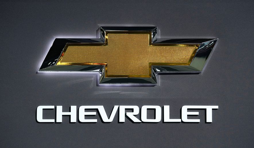 A Chevrolet logo is shown at the North American International Auto Show in Detroit, Sept. 13, 2023. (AP Photo/Paul Sancya, file)
